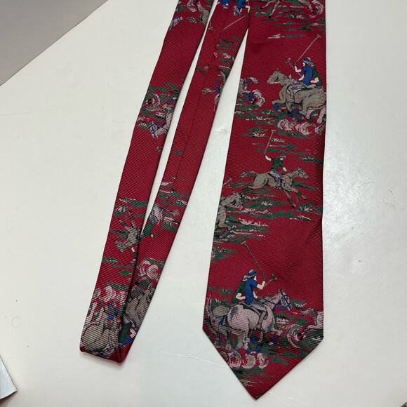 Polo Ralph Lauren 100% Silk Vintage Hand Sewn Tie Red Necktie - Picture 7 of 7
